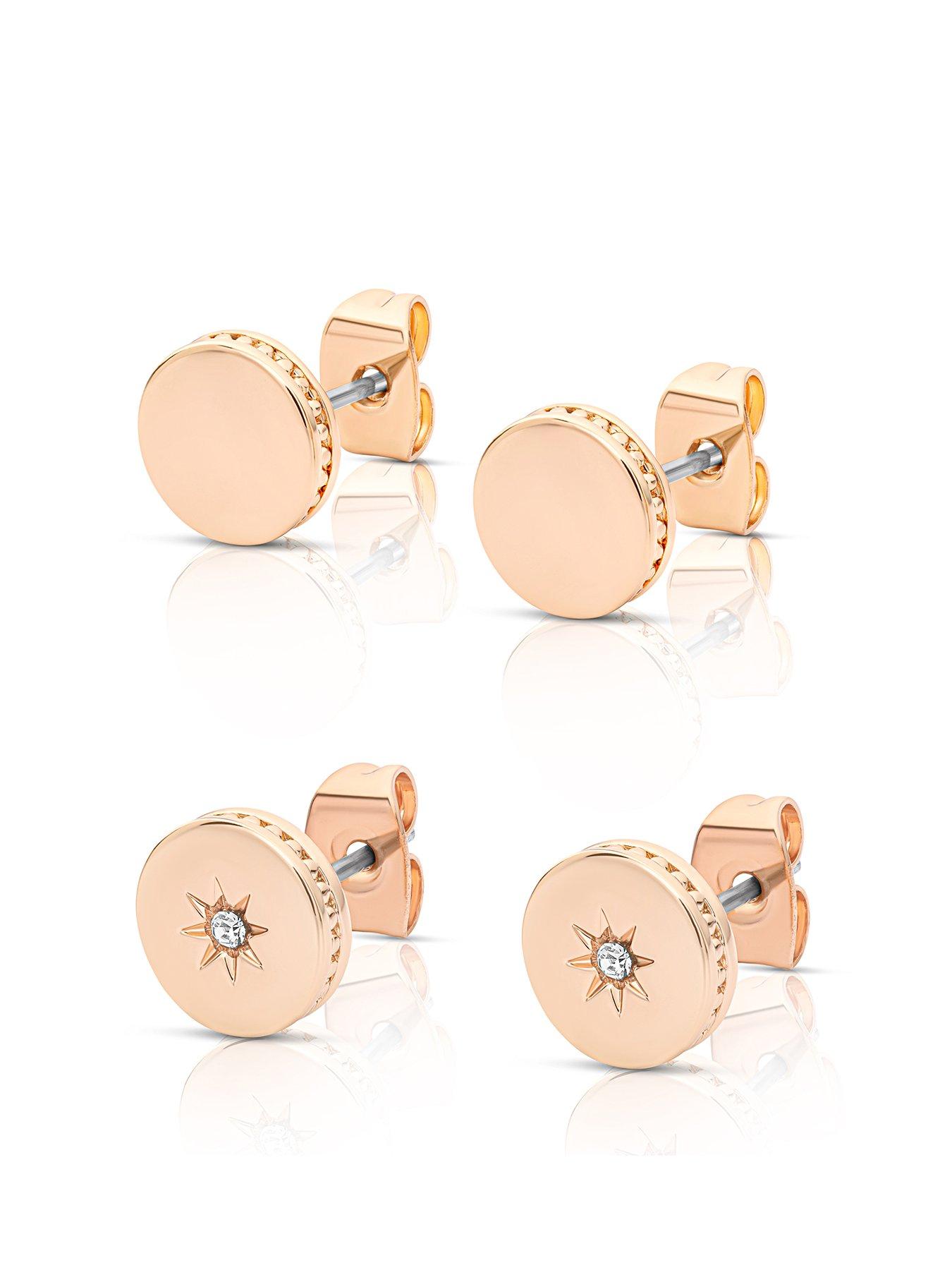 Product photograph of Buckley London Polished Set Of Two Rose Gold Stud Earrings from very.co.uk