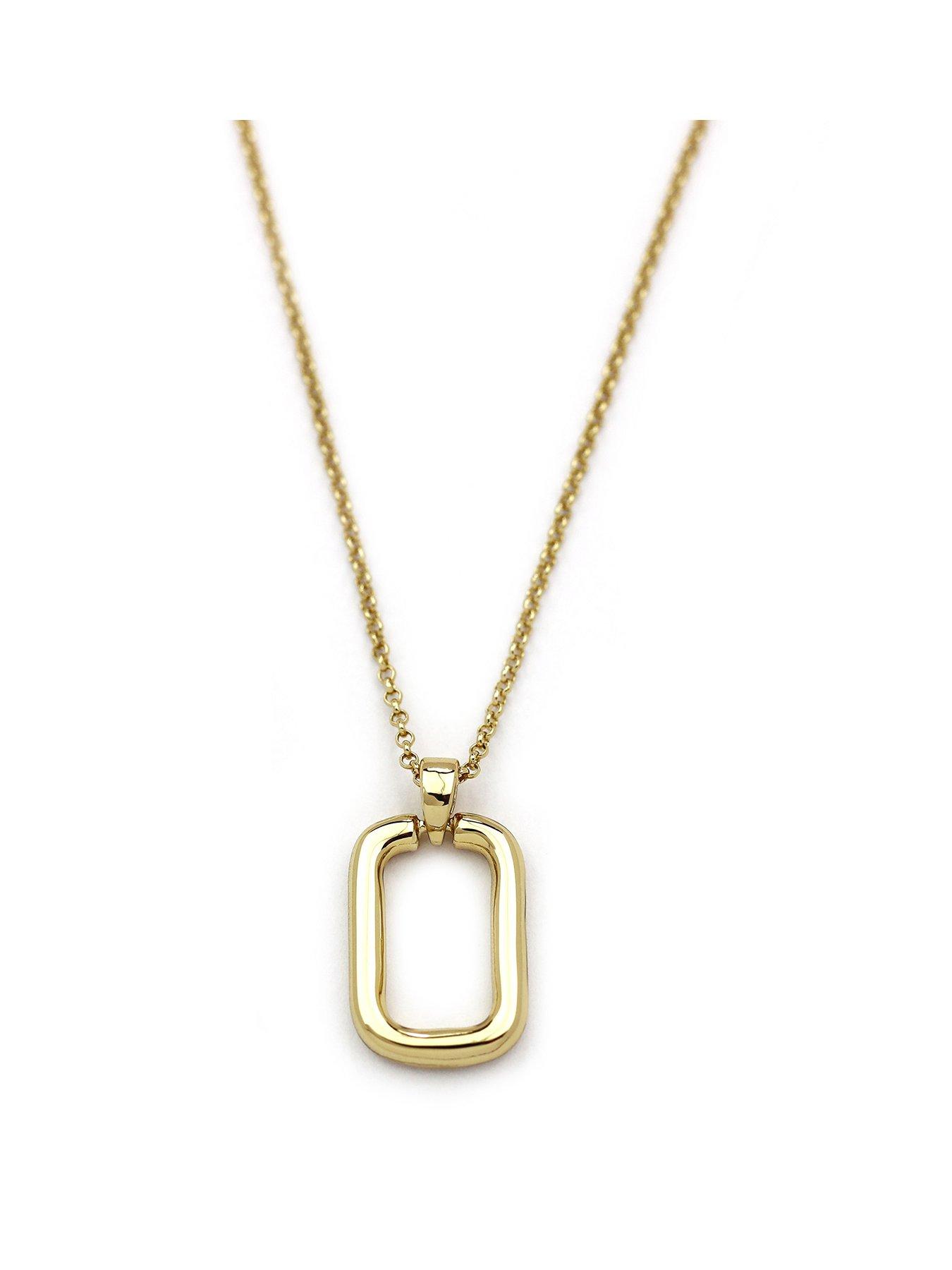 Product photograph of Buckley London Rectangle Polished Gold Hoop Pendant from very.co.uk