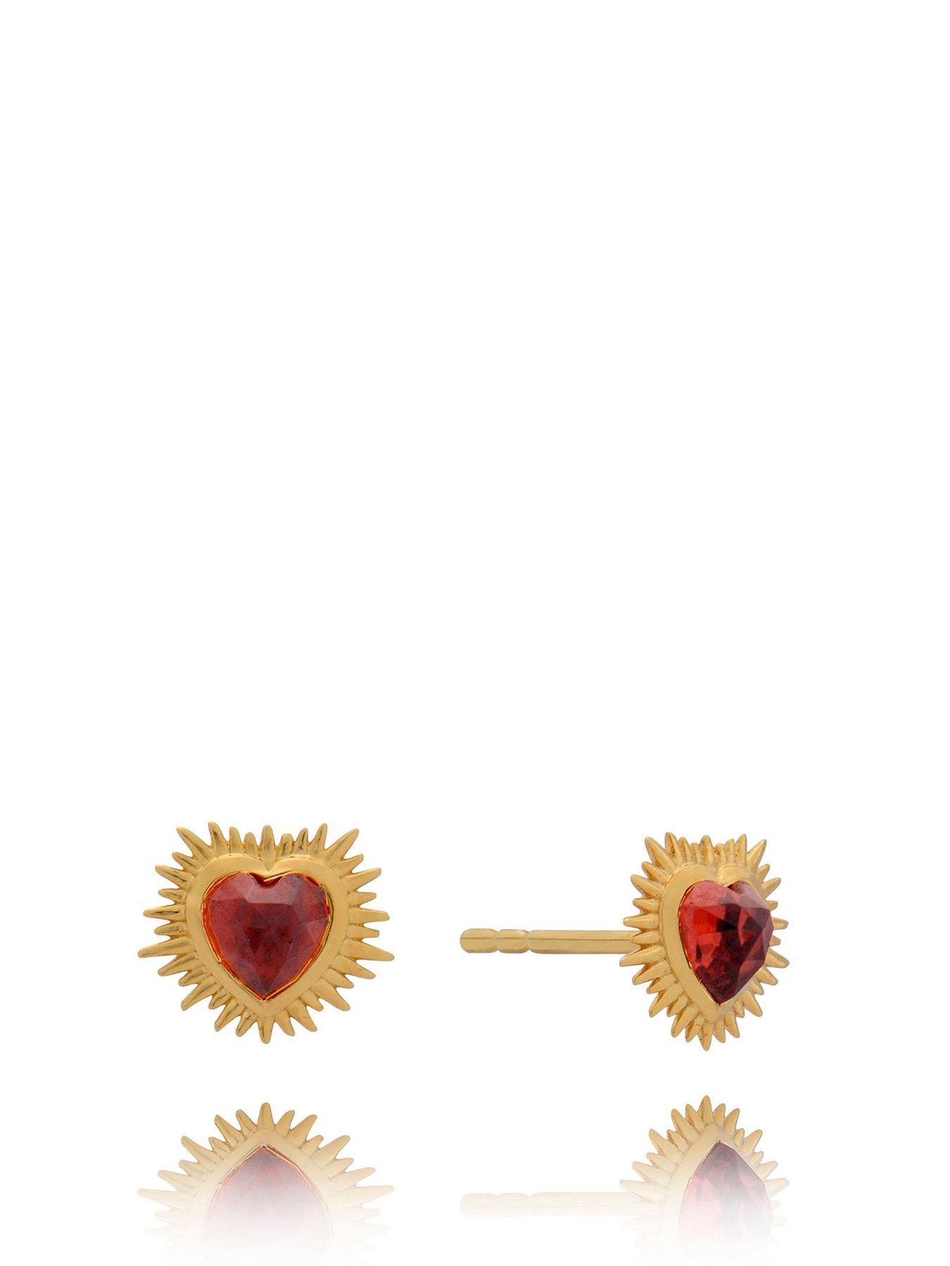 Product photograph of Rachel Jackson Electric Love Garnet Heart Stud Earrings from very.co.uk