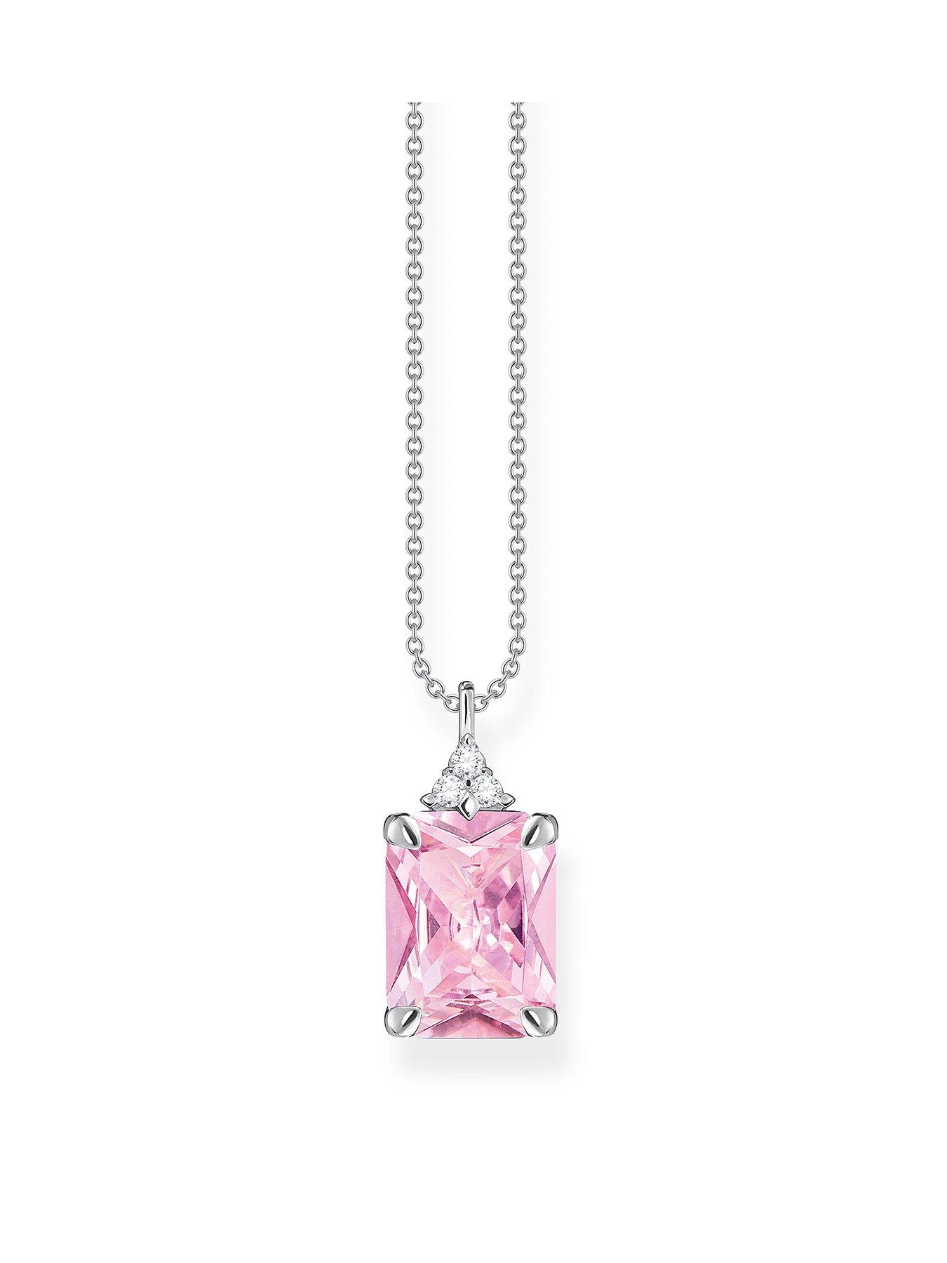 Product photograph of Thomas Sabo Pink Stone Pendant Necklace from very.co.uk