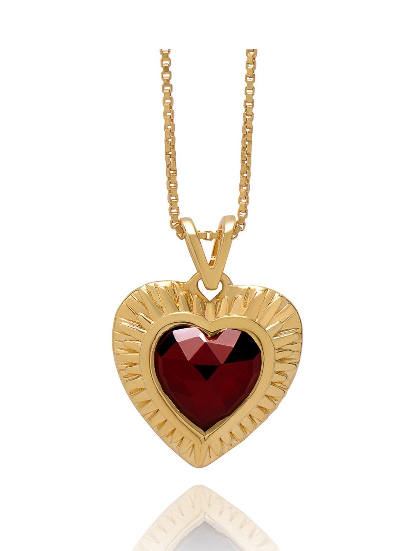 Product photograph of Rachel Jackson Electric Love Garnet Heart Necklace from very.co.uk