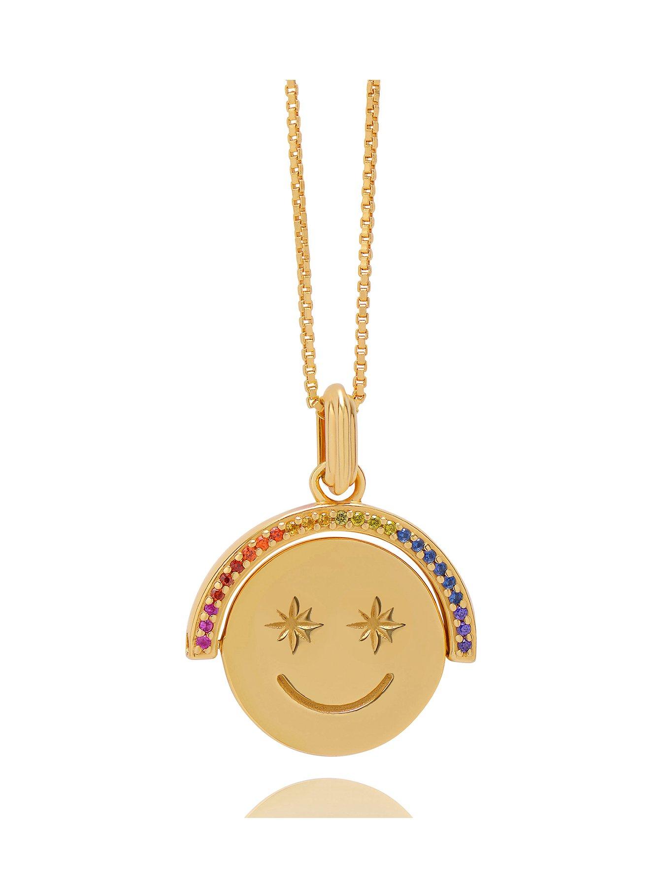 Product photograph of Rachel Jackson Rainbow Happy Face Spinning Necklace from very.co.uk