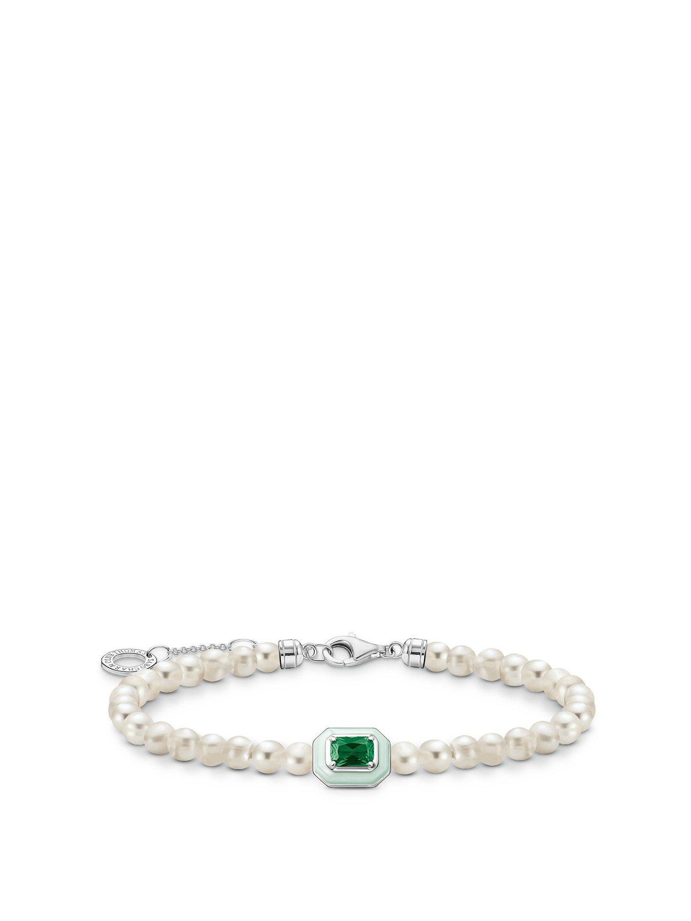 Product photograph of Thomas Sabo Bracelet With Green Octagon Pendant from very.co.uk