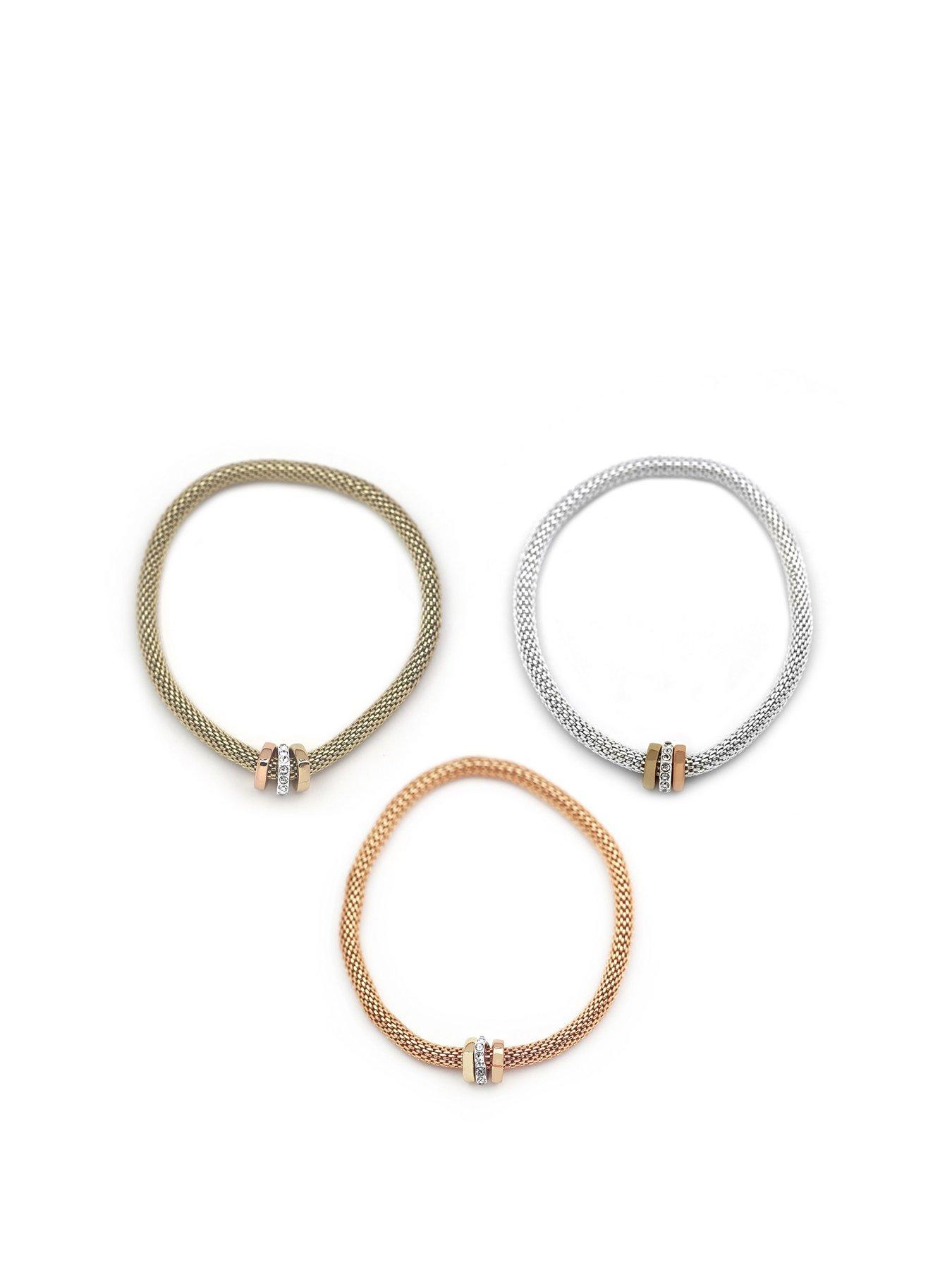 Product photograph of Buckley London Set Of Three Mesh Bracelets With Three Rondelles from very.co.uk
