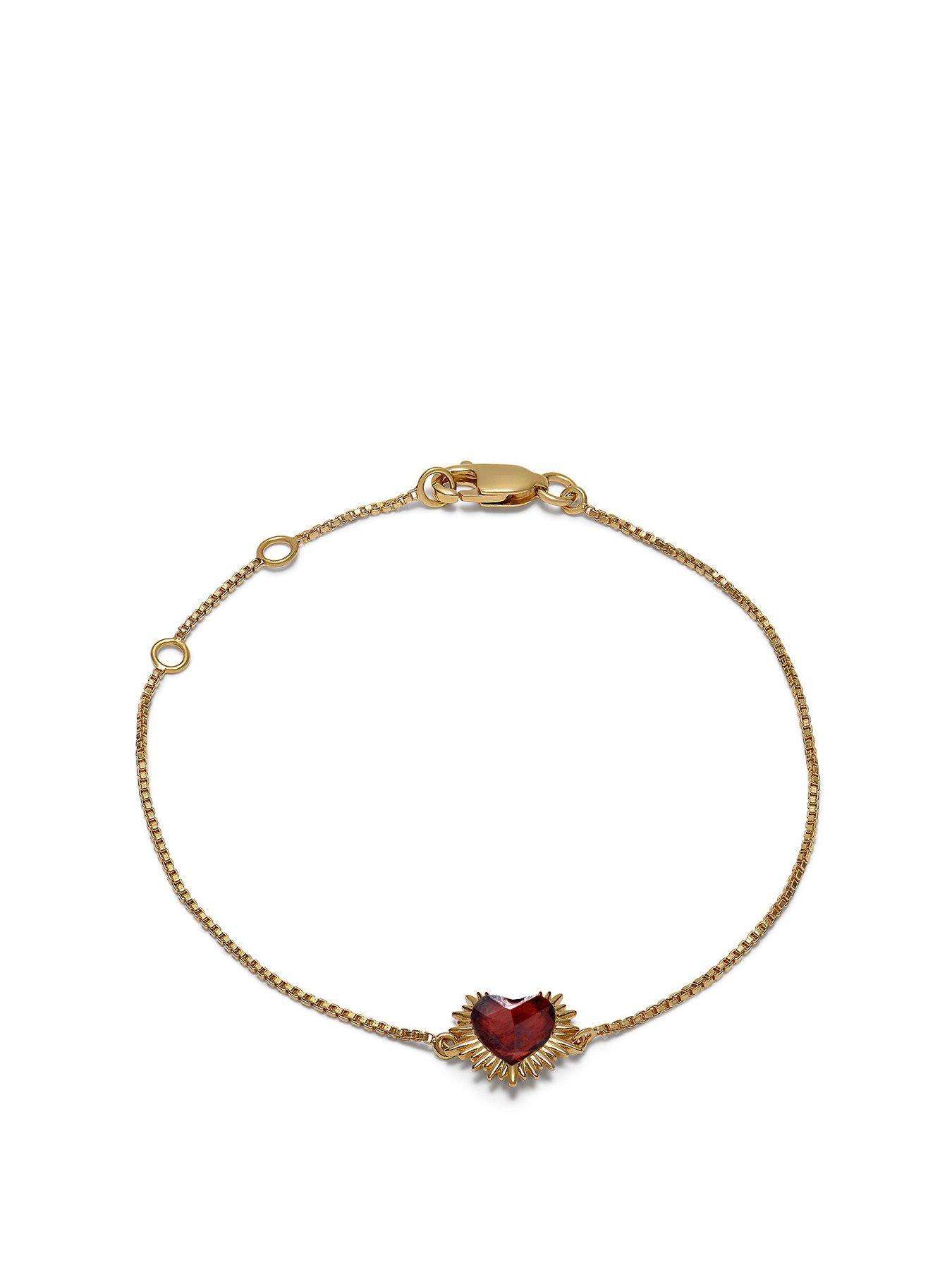 Product photograph of Rachel Jackson Electric Love Garnet Heart Bracelet from very.co.uk