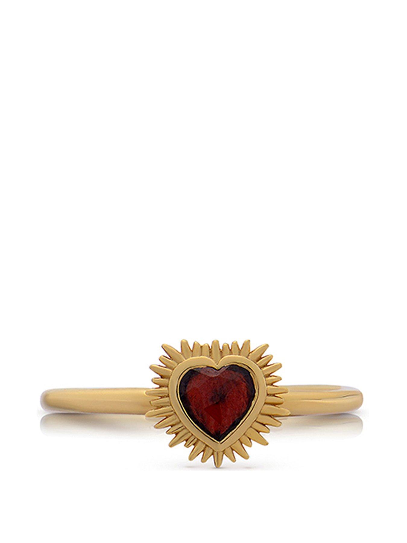 Product photograph of Rachel Jackson Electric Love Mini Garnet Heart Ring from very.co.uk