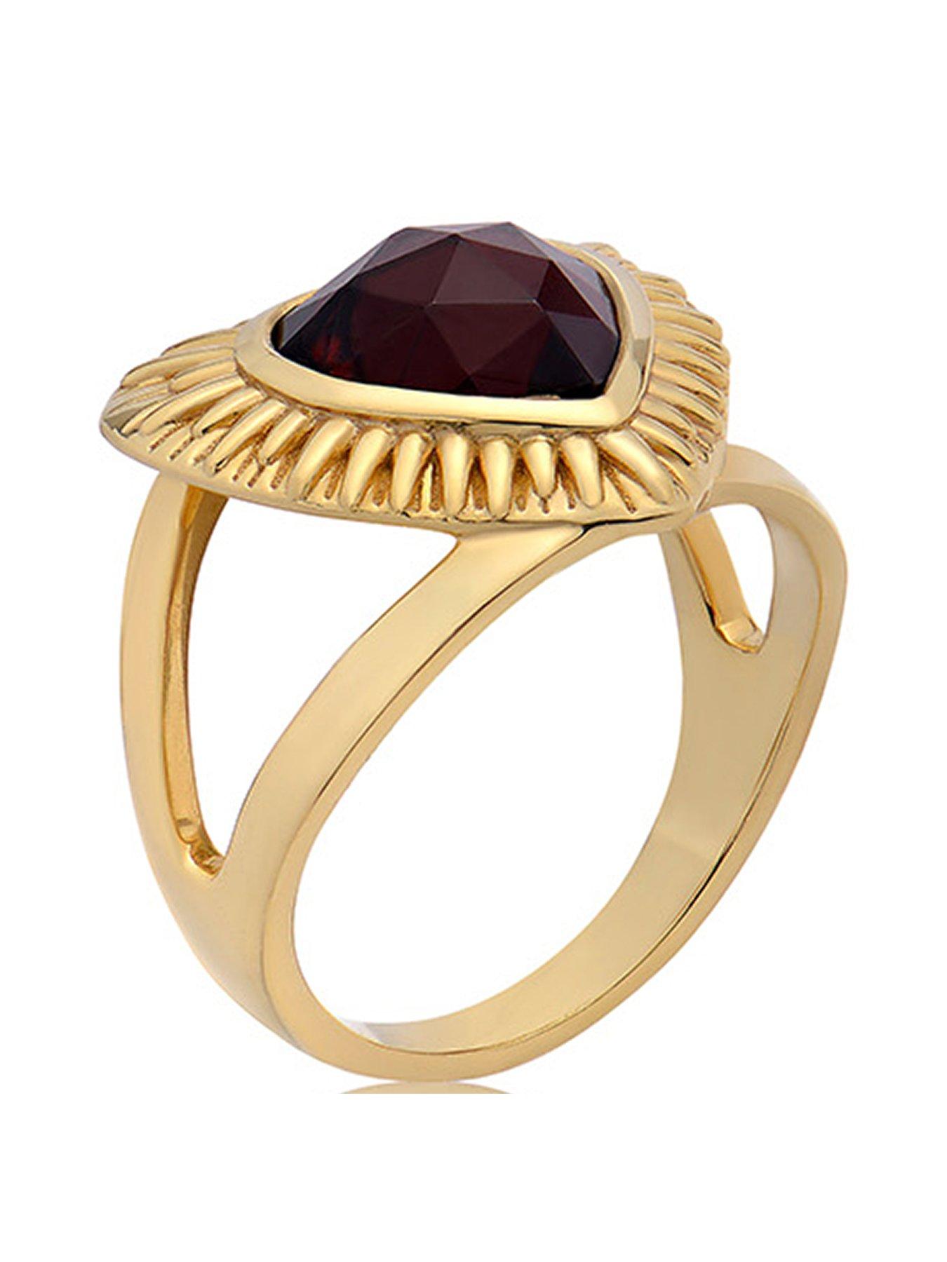 Product photograph of Rachel Jackson Electric Love Statement Garnet Heart Ring from very.co.uk