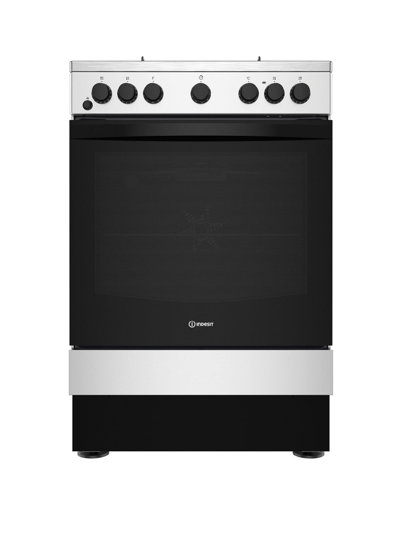 Indesit Is67G5Phx 60Cm, Single Dual Fuel Cooker With Gas Hob And Electric Oven - Inox