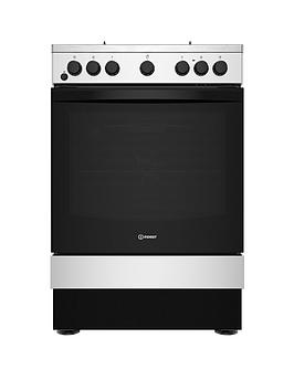 indesit is67g5phx 60cm, single dual fuel cooker with gas hob and electric oven - inox