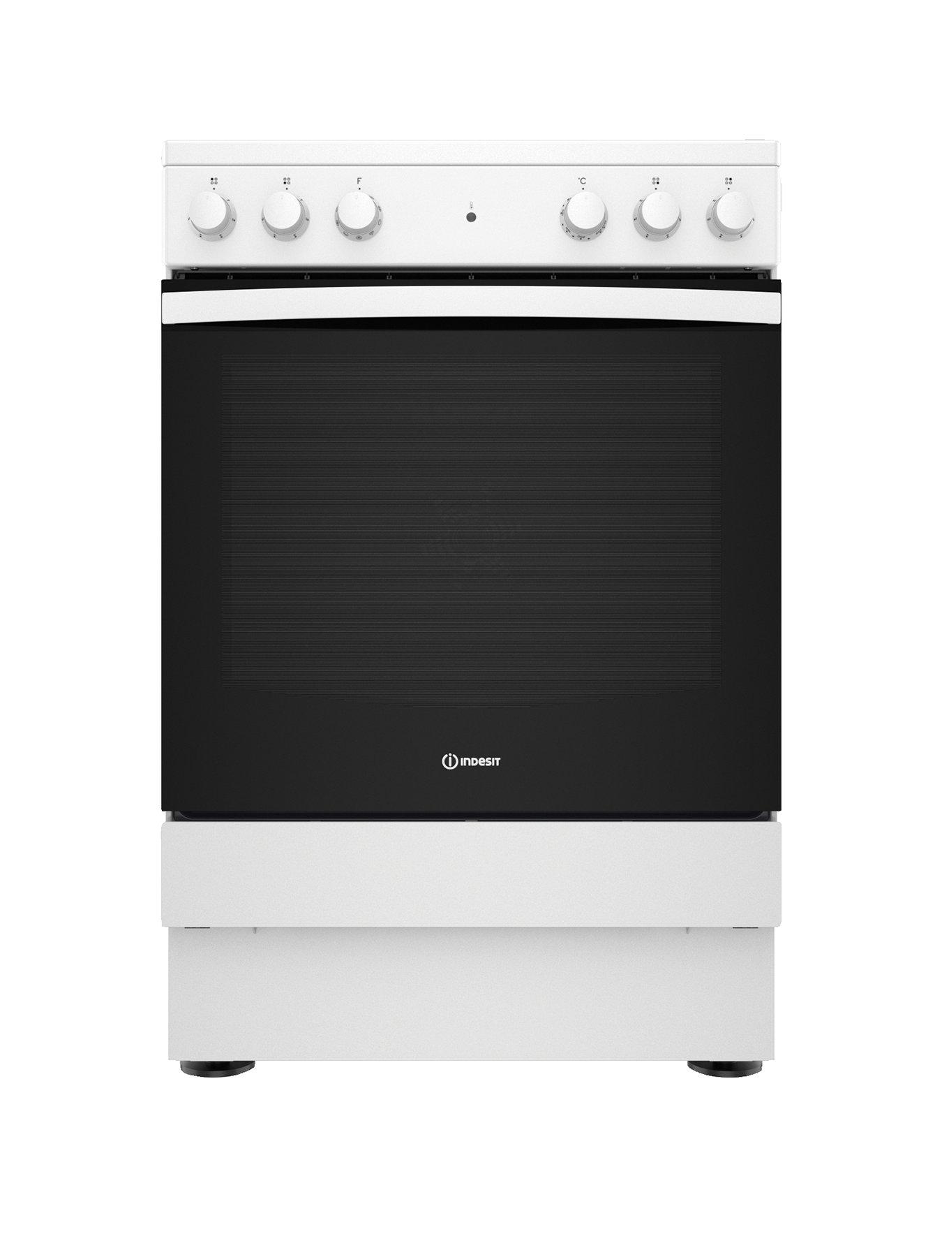 Indesit Is67V5Khw 60Cm, Single Electric Cooker With Ceramic Hob - White