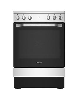 Hotpoint Hs67V5Khx 60Cm, Single Electric Cooker With Ceramic Hob - Inox
