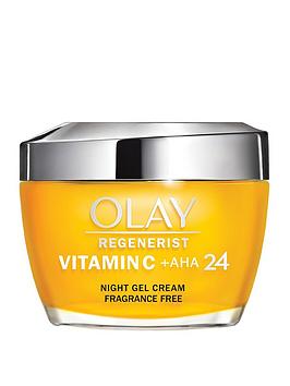 olay vitamin c + aha24 night gel face cream for bright and even tone, 50ml, one colour, women
