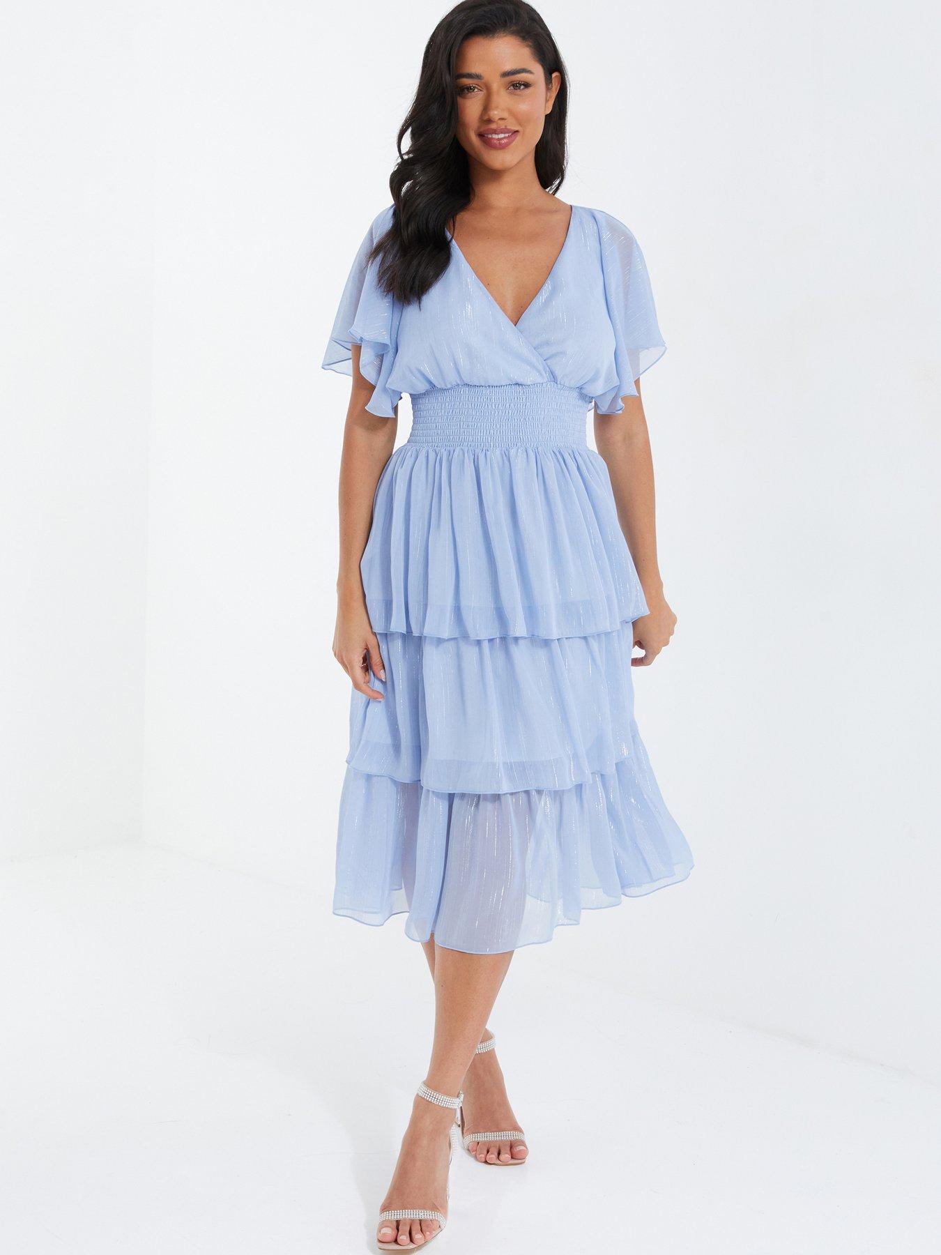 Tiered chiffon midi on sale dress