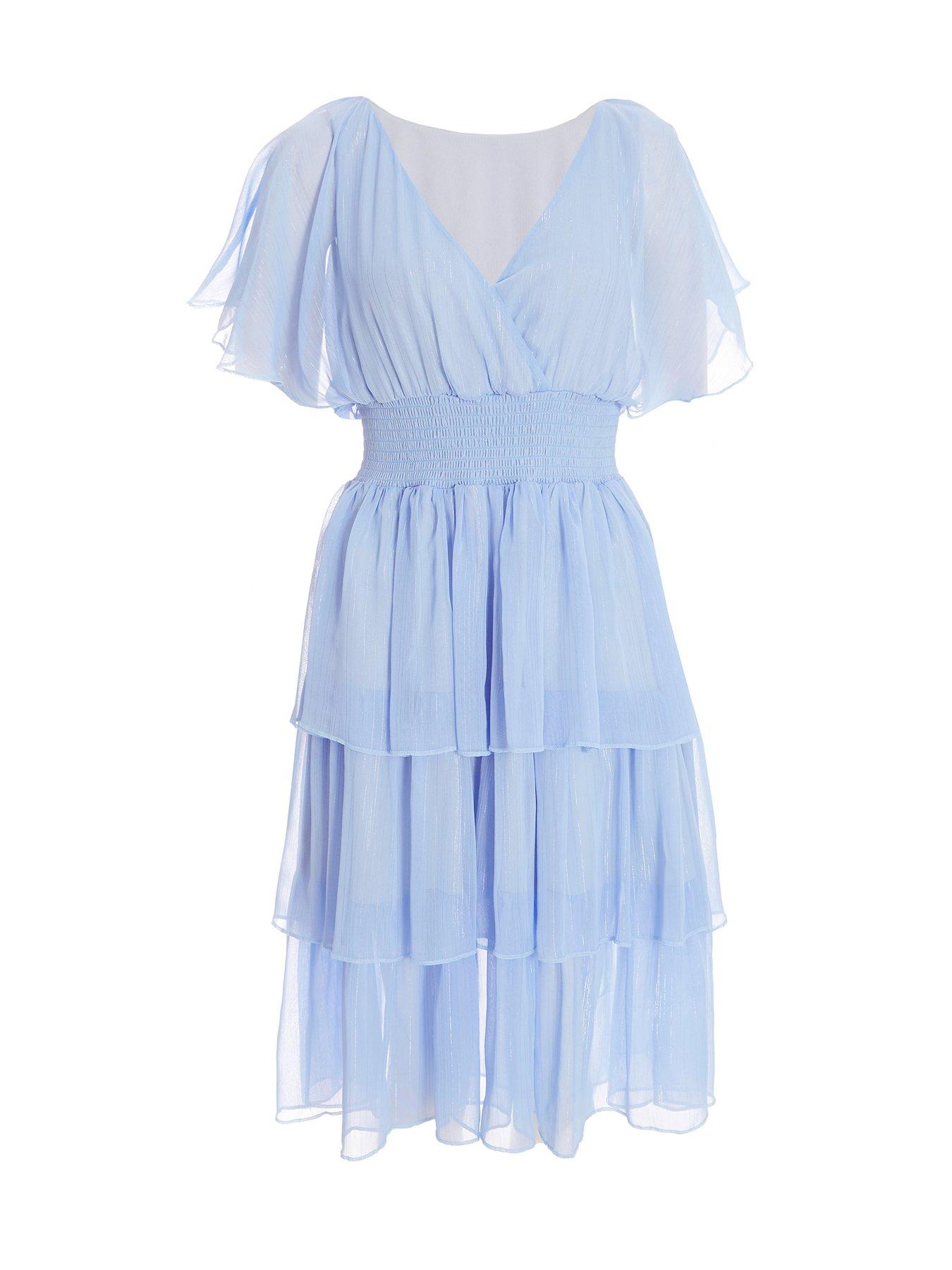 sachin and babi light blue dress Quiz Chiffon Tiered Midi Dress