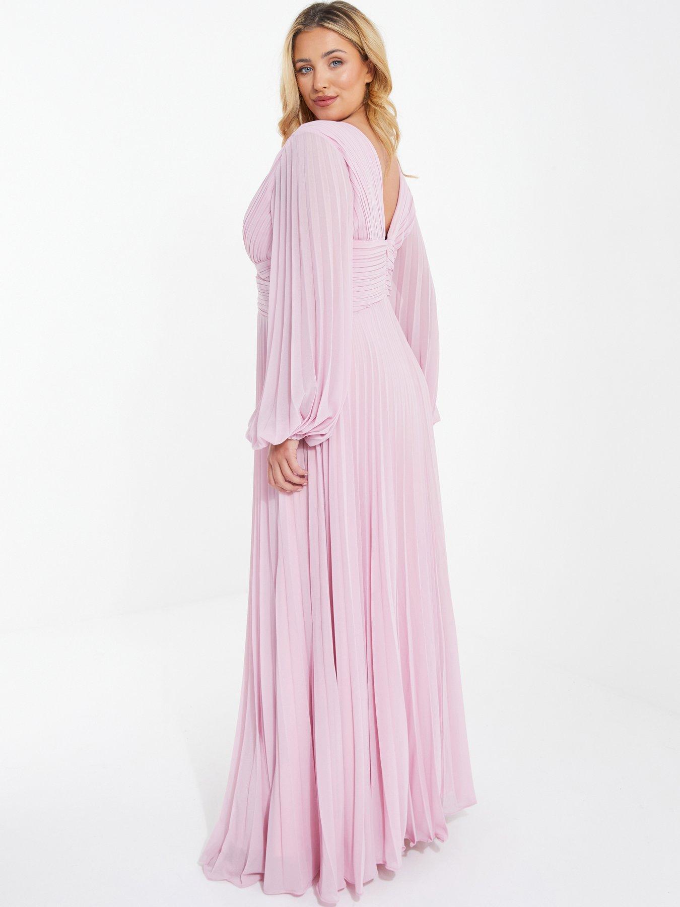 Quiz pink chiffon maxi on sale dress