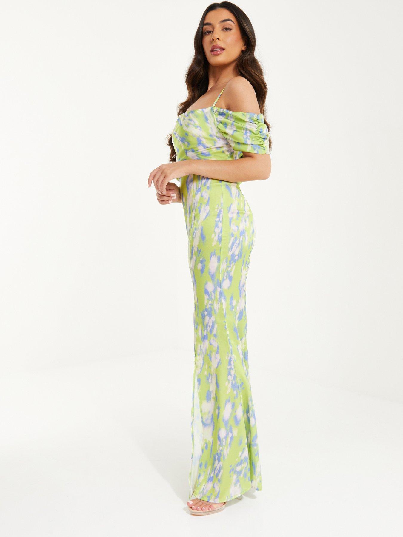 Quiz cold store shoulder maxi dress