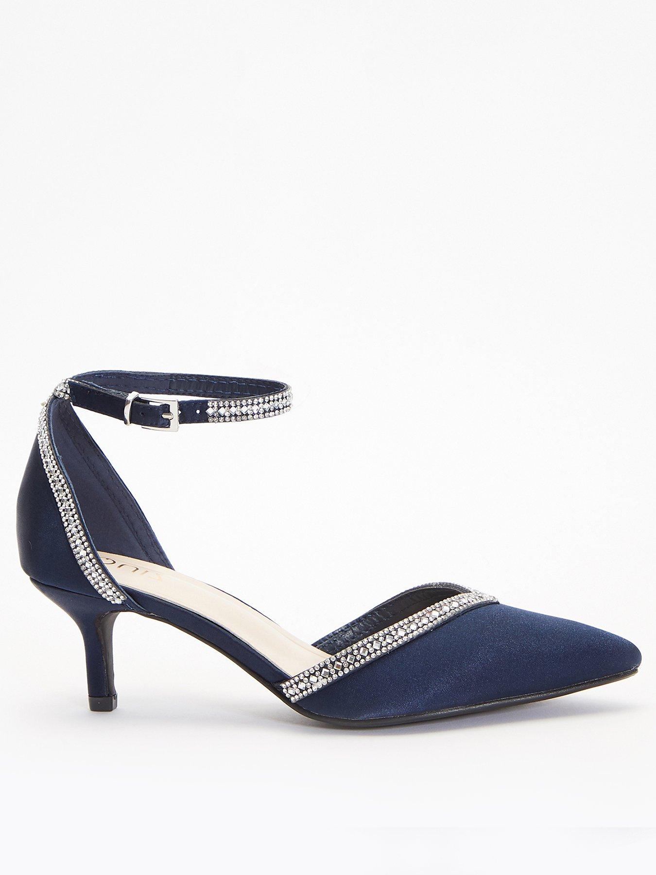 Navy blue small heeled on sale shoes