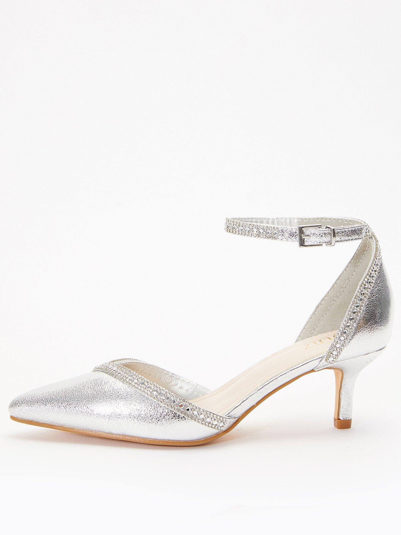 Quiz low sale heel silver sandals