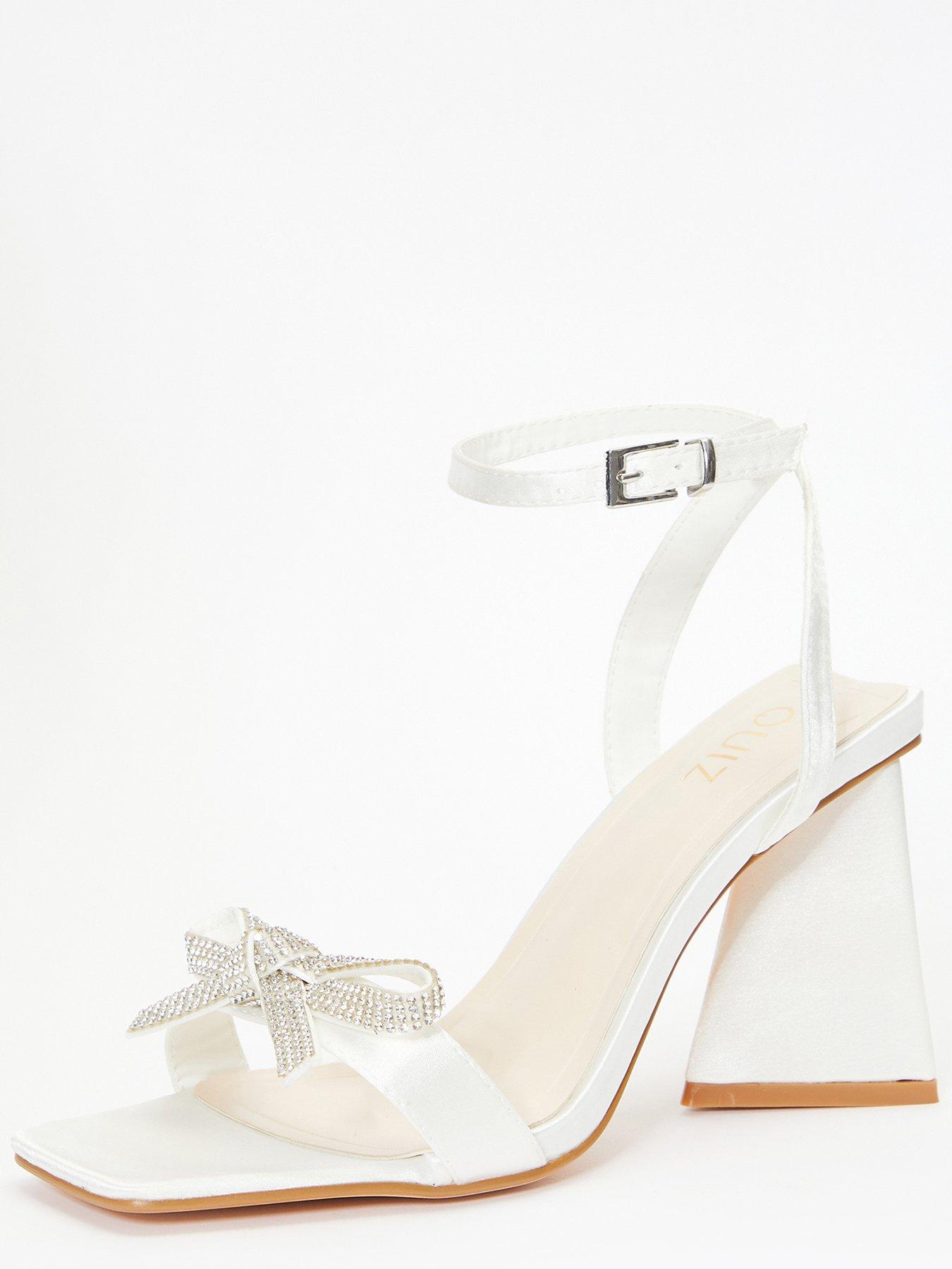 Quiz white block heel sandals sale