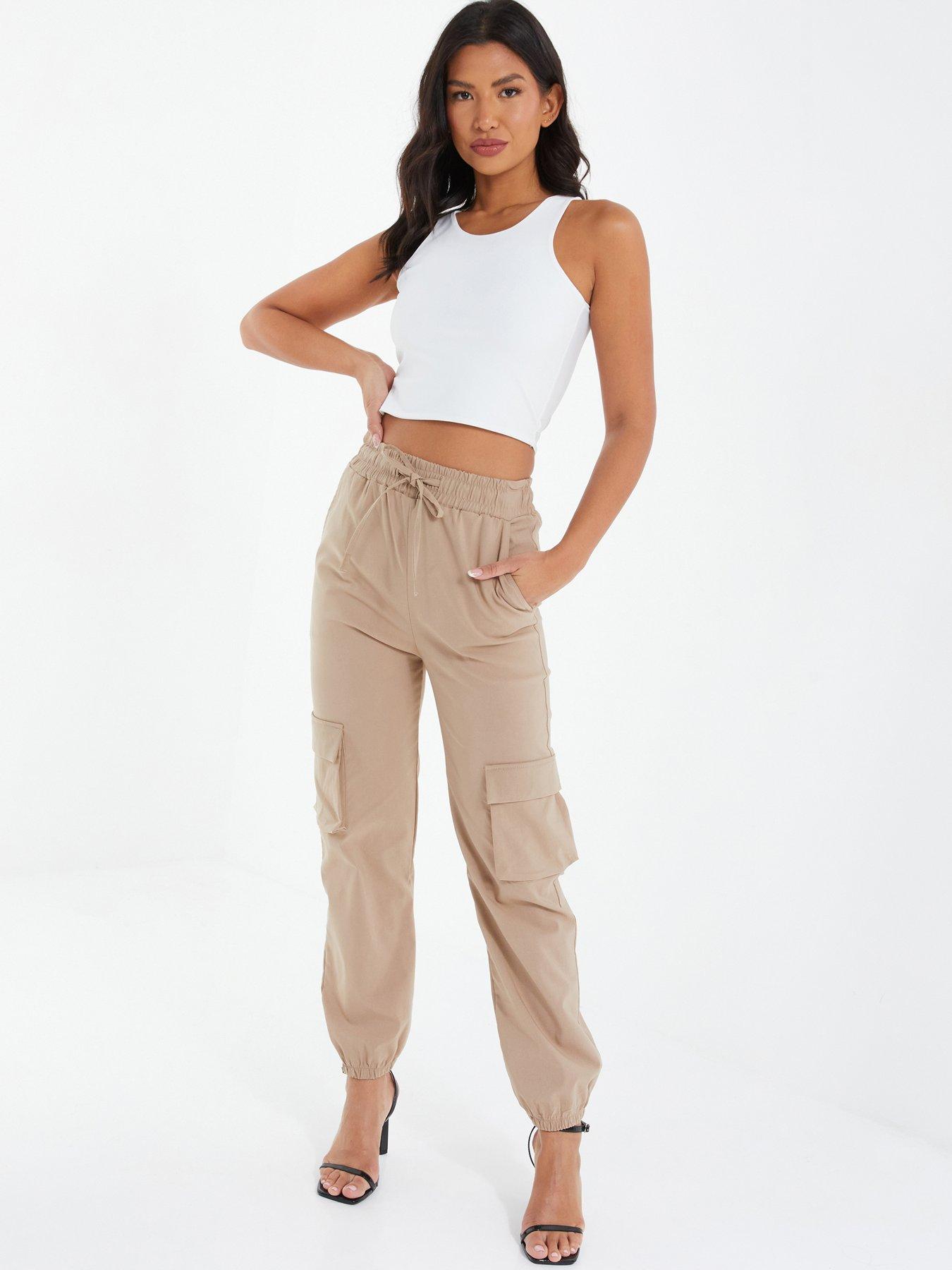 High waisted combat top trousers