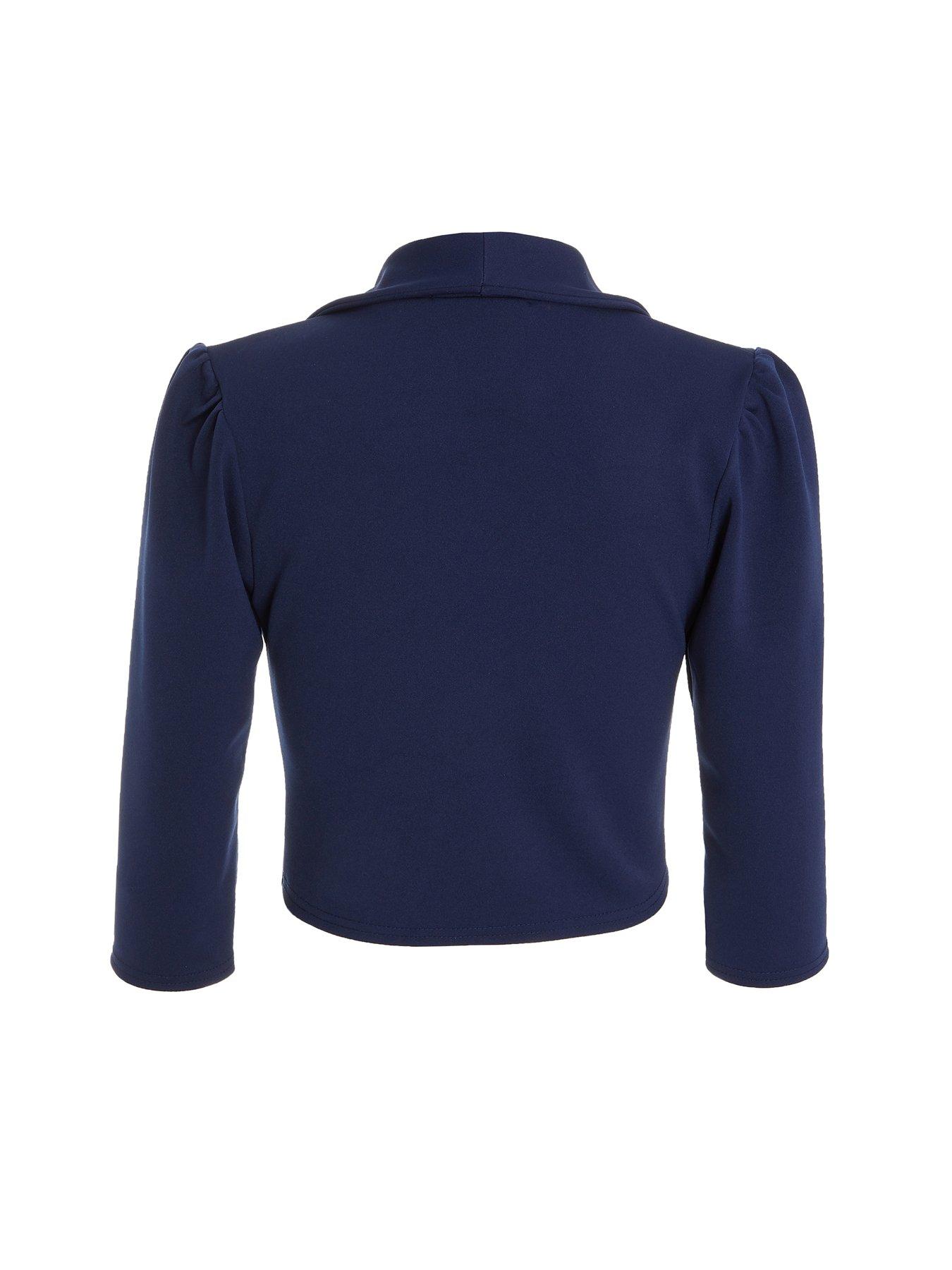 Quiz Shawl Collar Crop Jacket Dark Blue Very