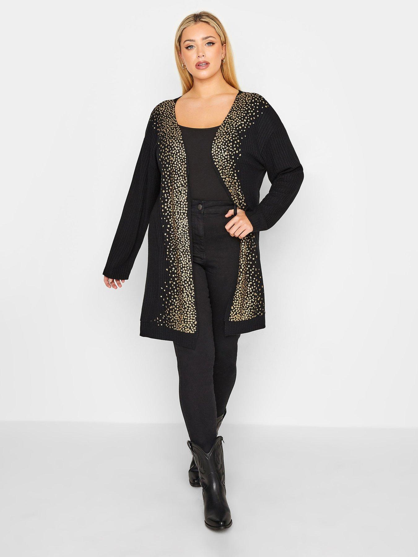 Yours Soft Touch Glitter Cardigan Black very