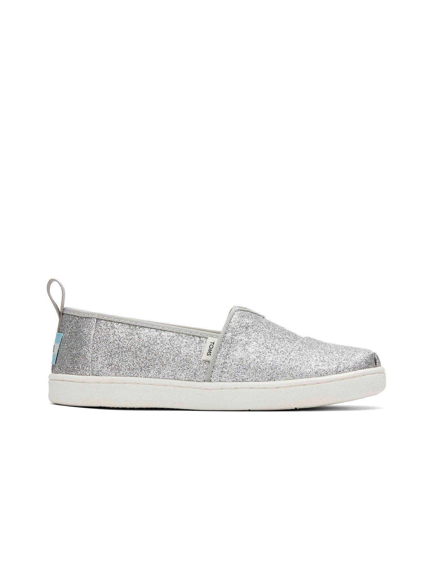 Silver glitter slip on hot sale shoes