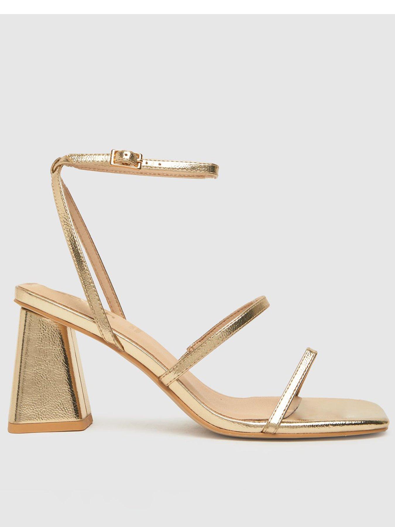 Schuh Samantha New Storm Block Heel Sandal - Gold | very.co.uk