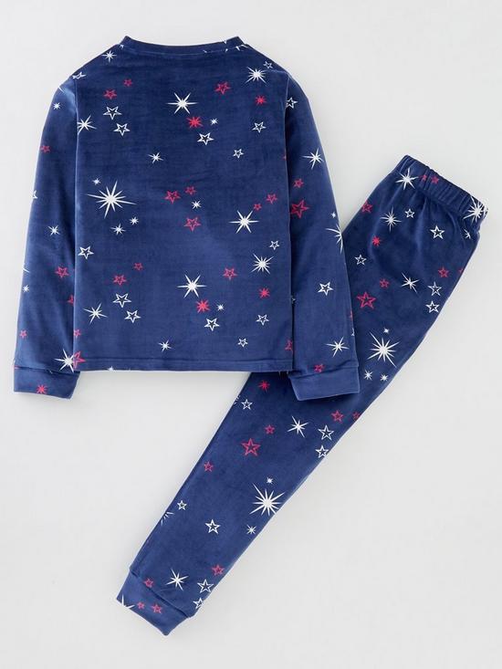 back image of v-by-very-girls-super-soft-touch-star-lounge-set-navy