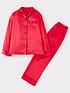  image of v-by-very-girls-satin-long-sleeve-pyjamas-red