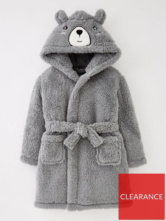 front image of mini-v-by-very-boys-novelty-bear-hooded-robe-grey