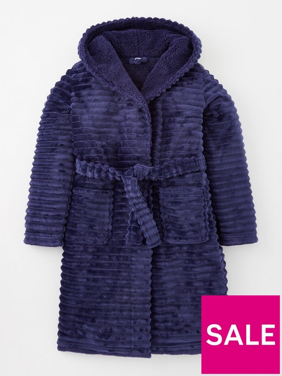 front image of v-by-very-boys-fleece-ribbed-robe-blue