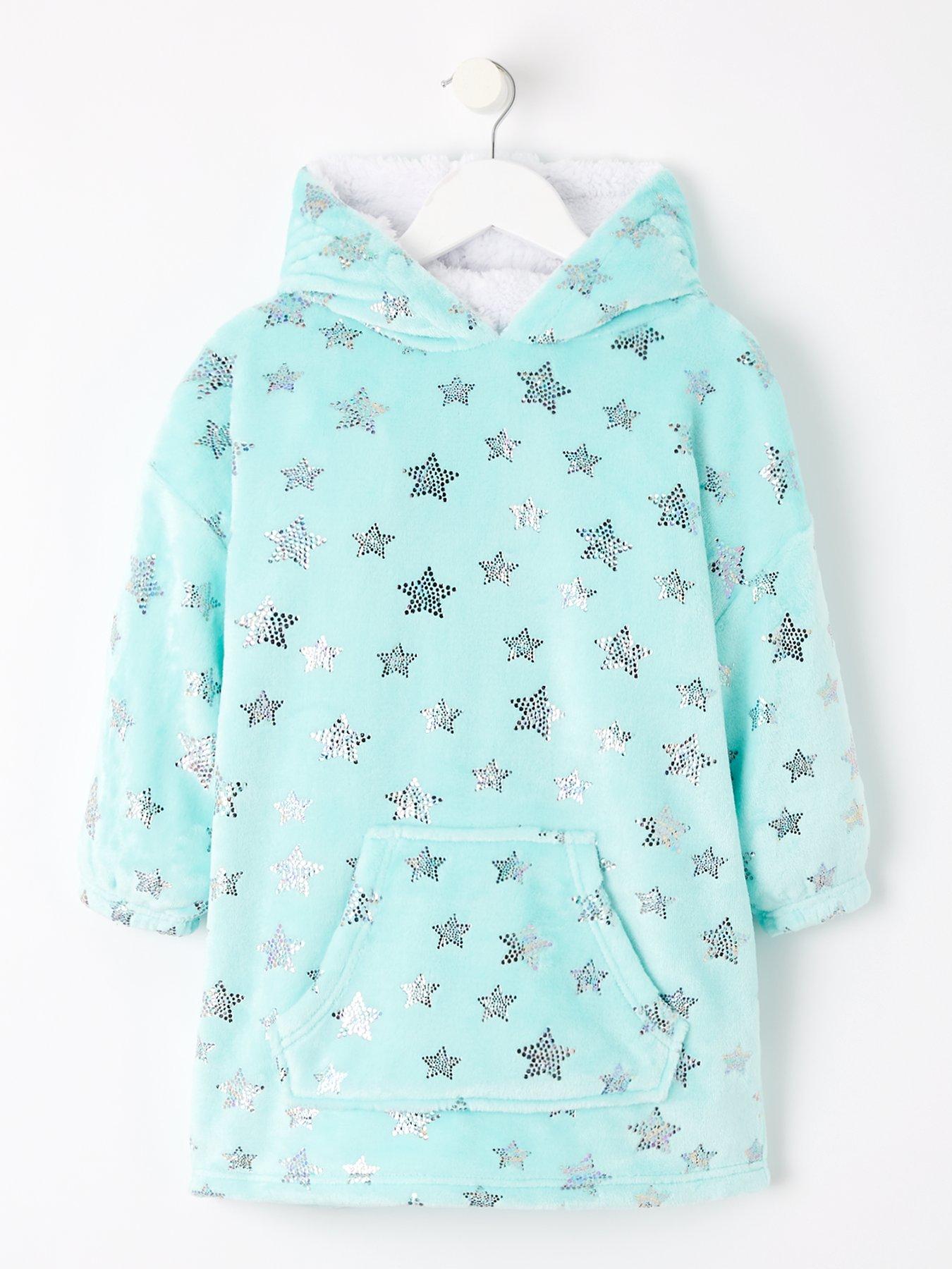 mini-v-by-very-girls-fleece-foil-star-print-hooded-blanket-blue