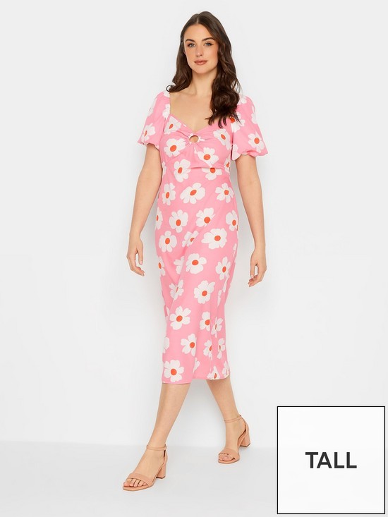 front image of long-tall-sally-pink-daisy-cut-out-midi-dress