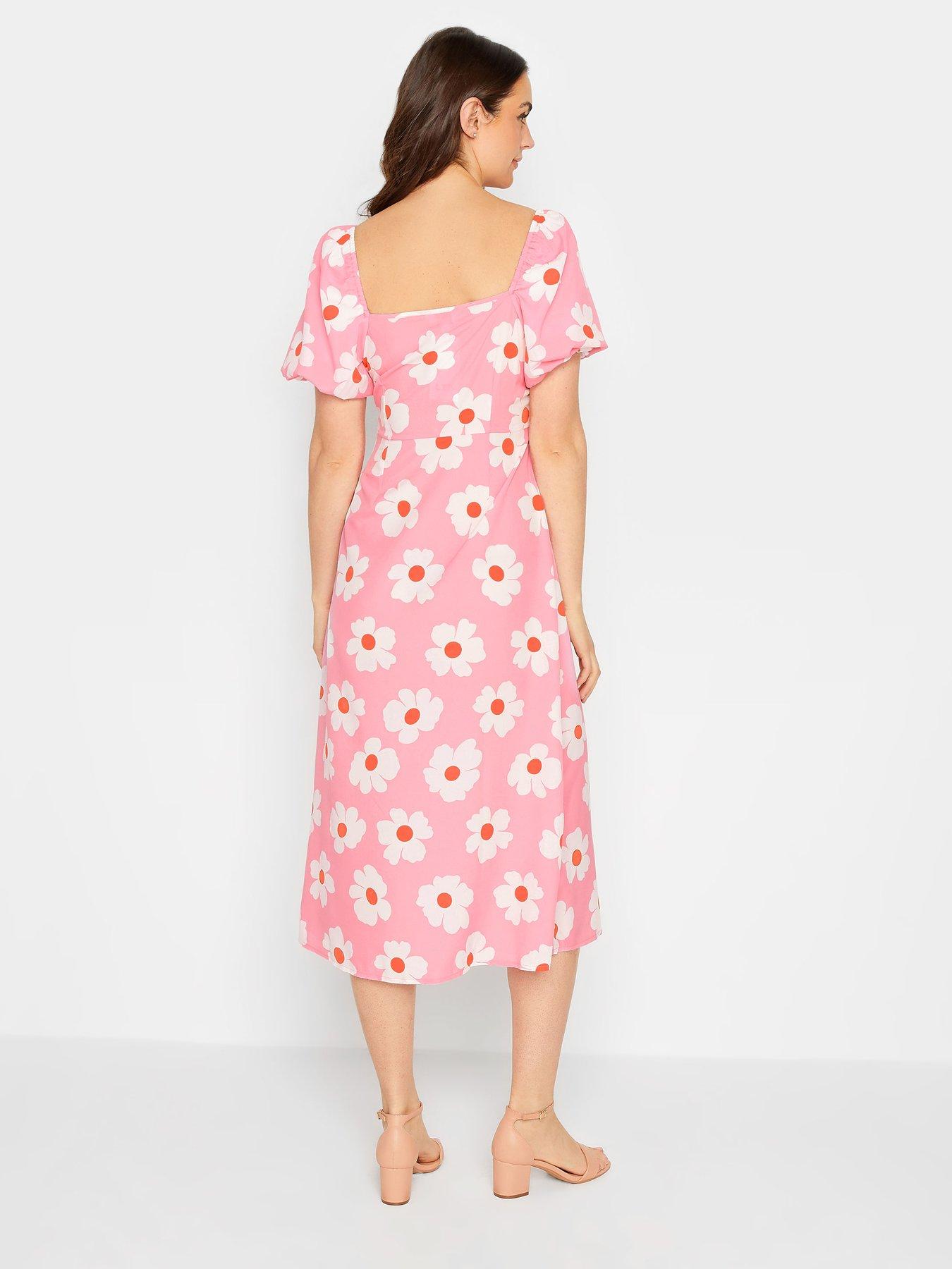Image 2 of 4 of Long Tall Sally Pink Daisy Cut Out Midi Dress