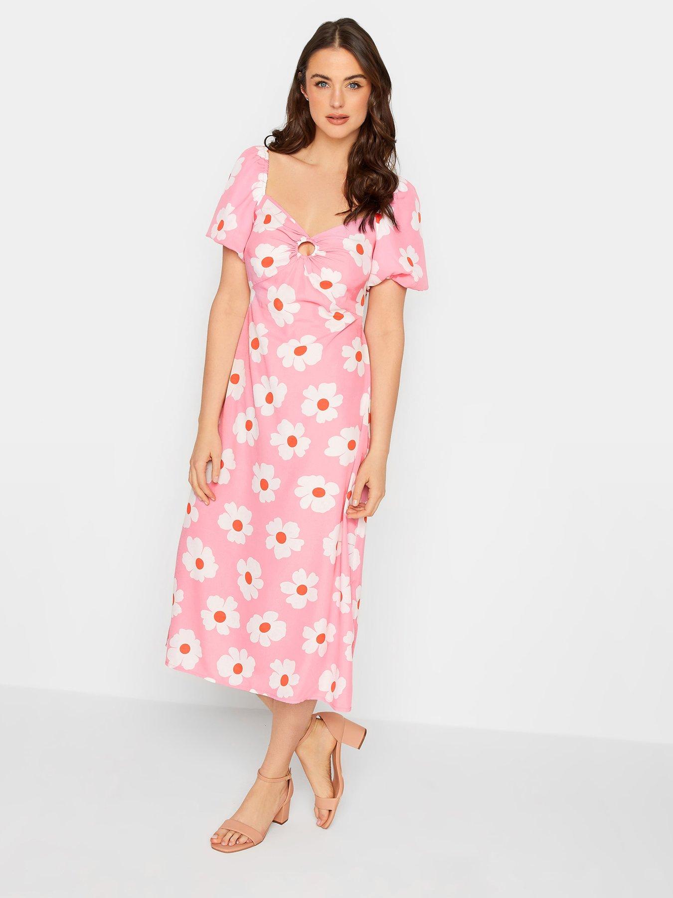 Image 3 of 4 of Long Tall Sally Pink Daisy Cut Out Midi Dress
