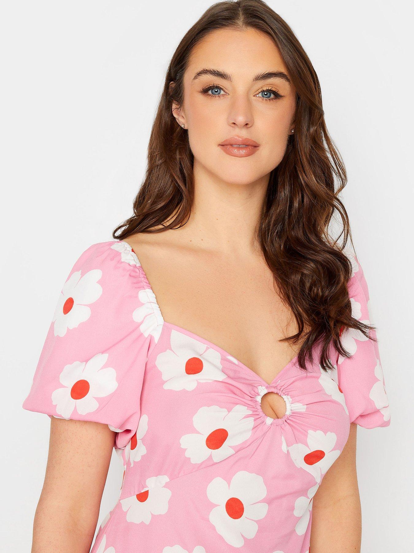 Image 4 of 4 of Long Tall Sally Pink Daisy Cut Out Midi Dress