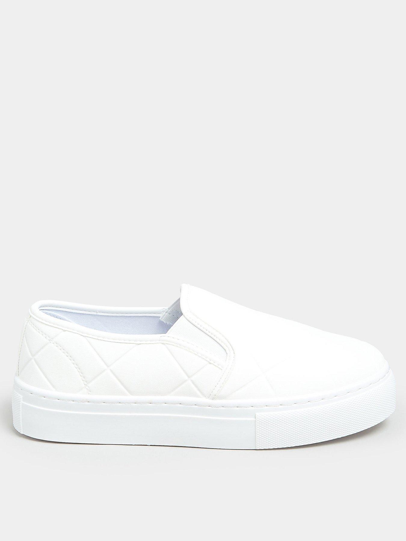 White quilted store slip on sneakers