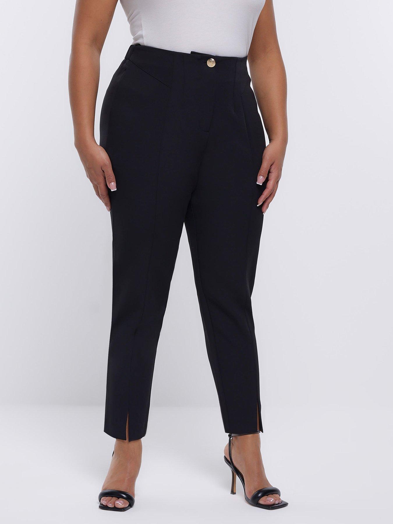 Plus Side Split Cigarette Trouser Black