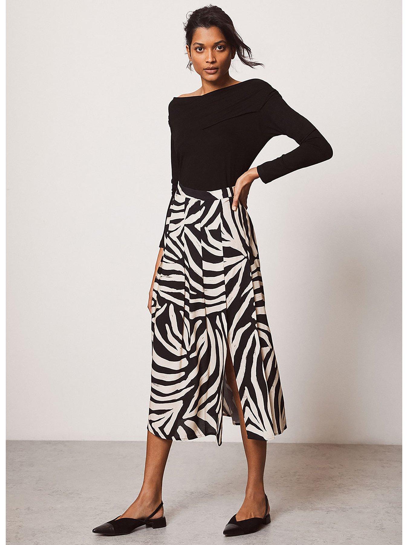 Mint Velvet Roselyn Zebra Print Midi Skirt | very.co.uk