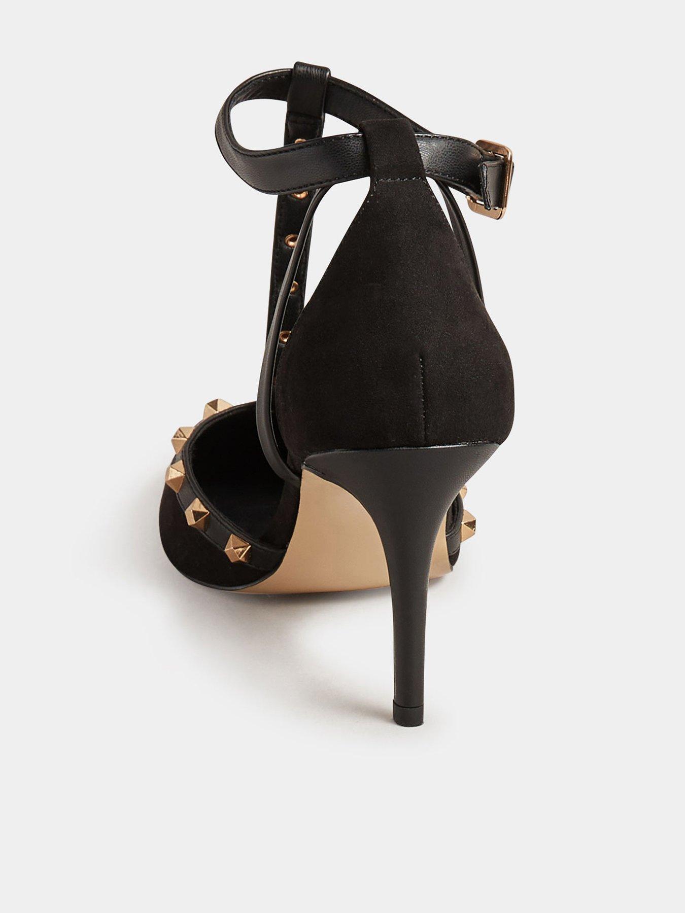 Black studded clearance court heels