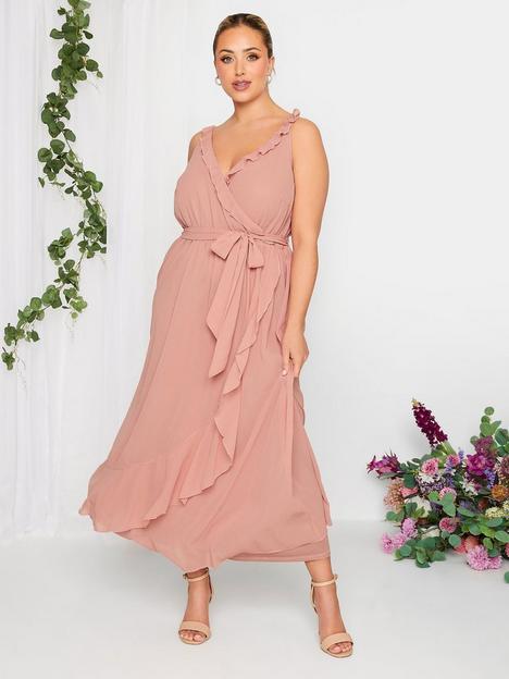 yours-curve-occasion-ruffle-wrap-maxi-dress-pink