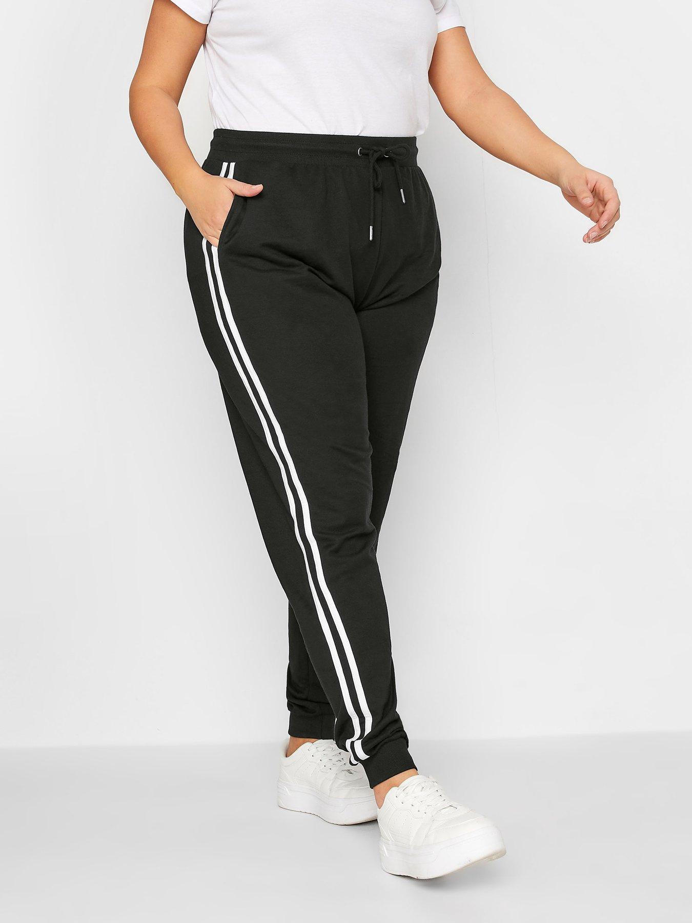 Black pants hot sale side stripe