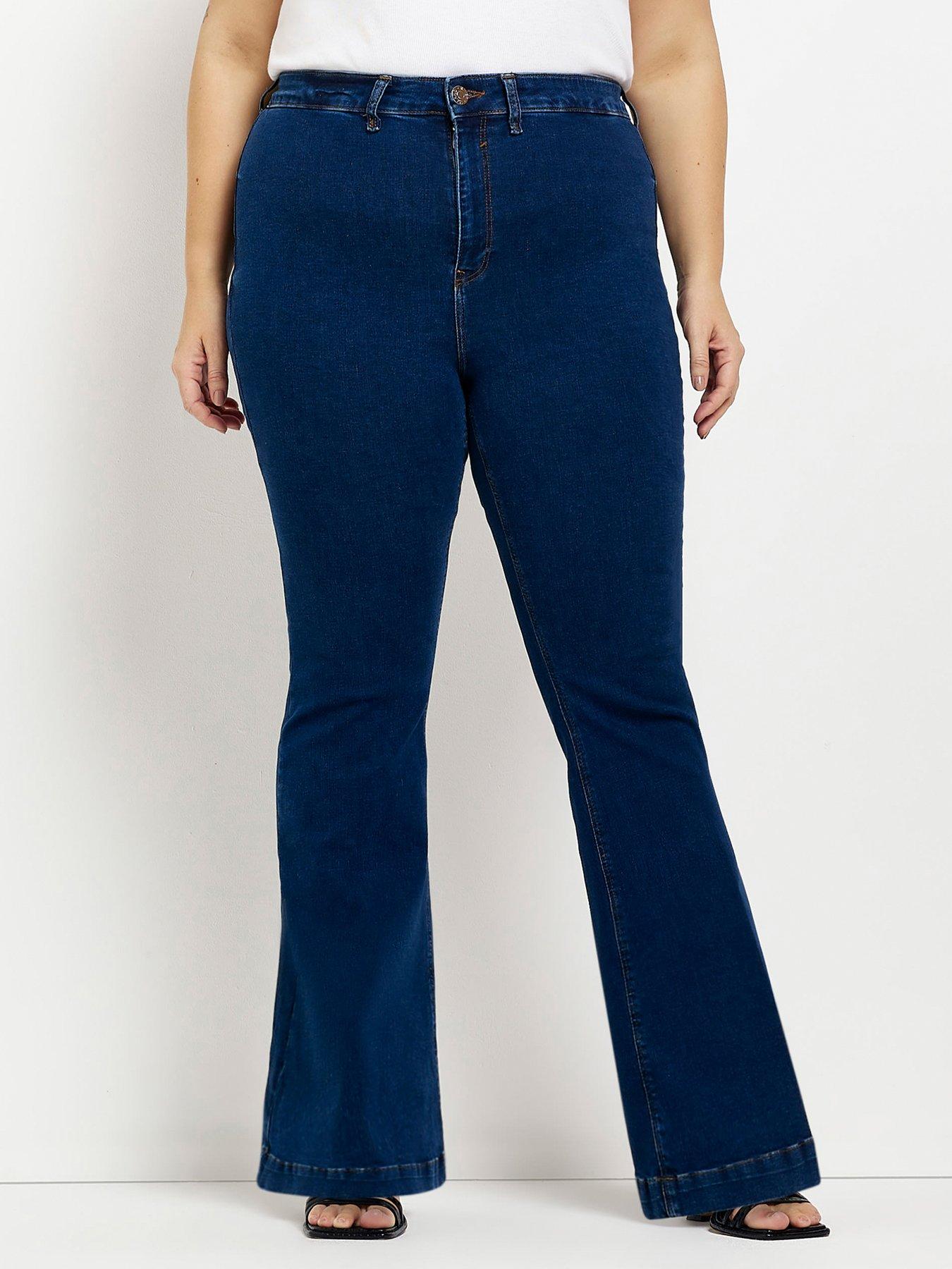Plus High Rise Flare Jeans Blue