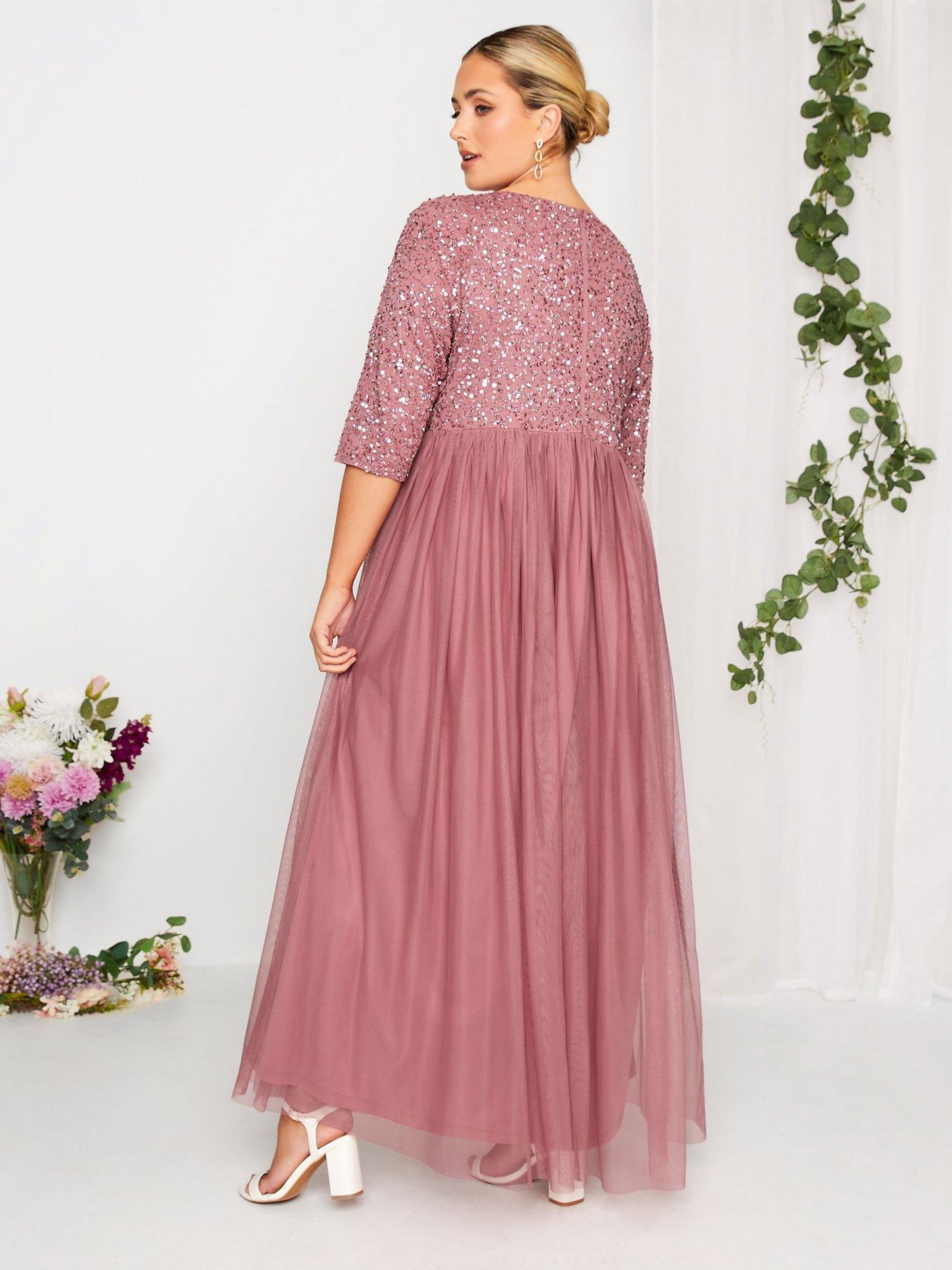 Long pink hotsell maxi dress