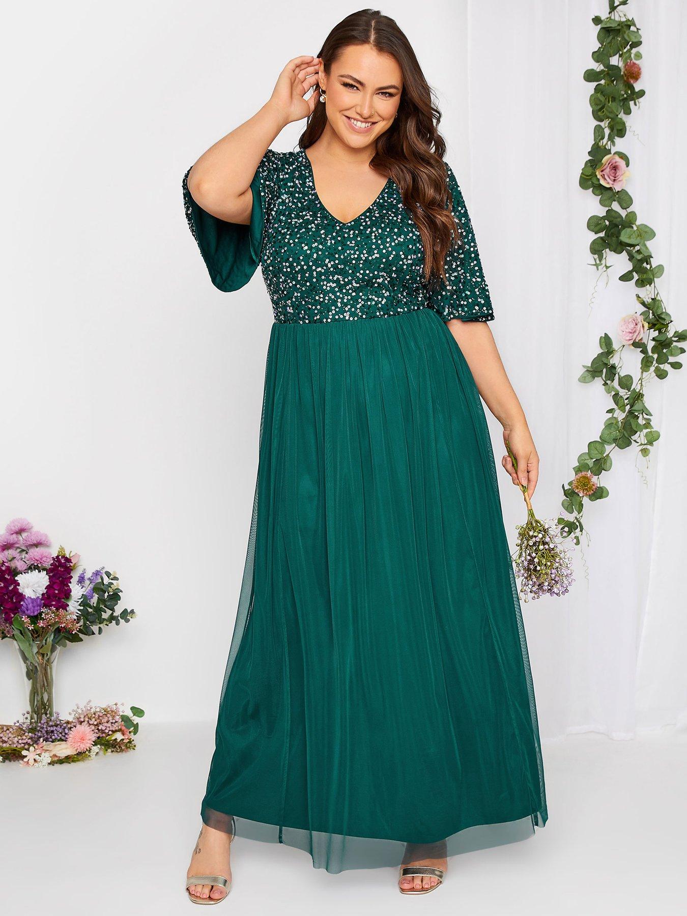 Plus size sale green dresses uk