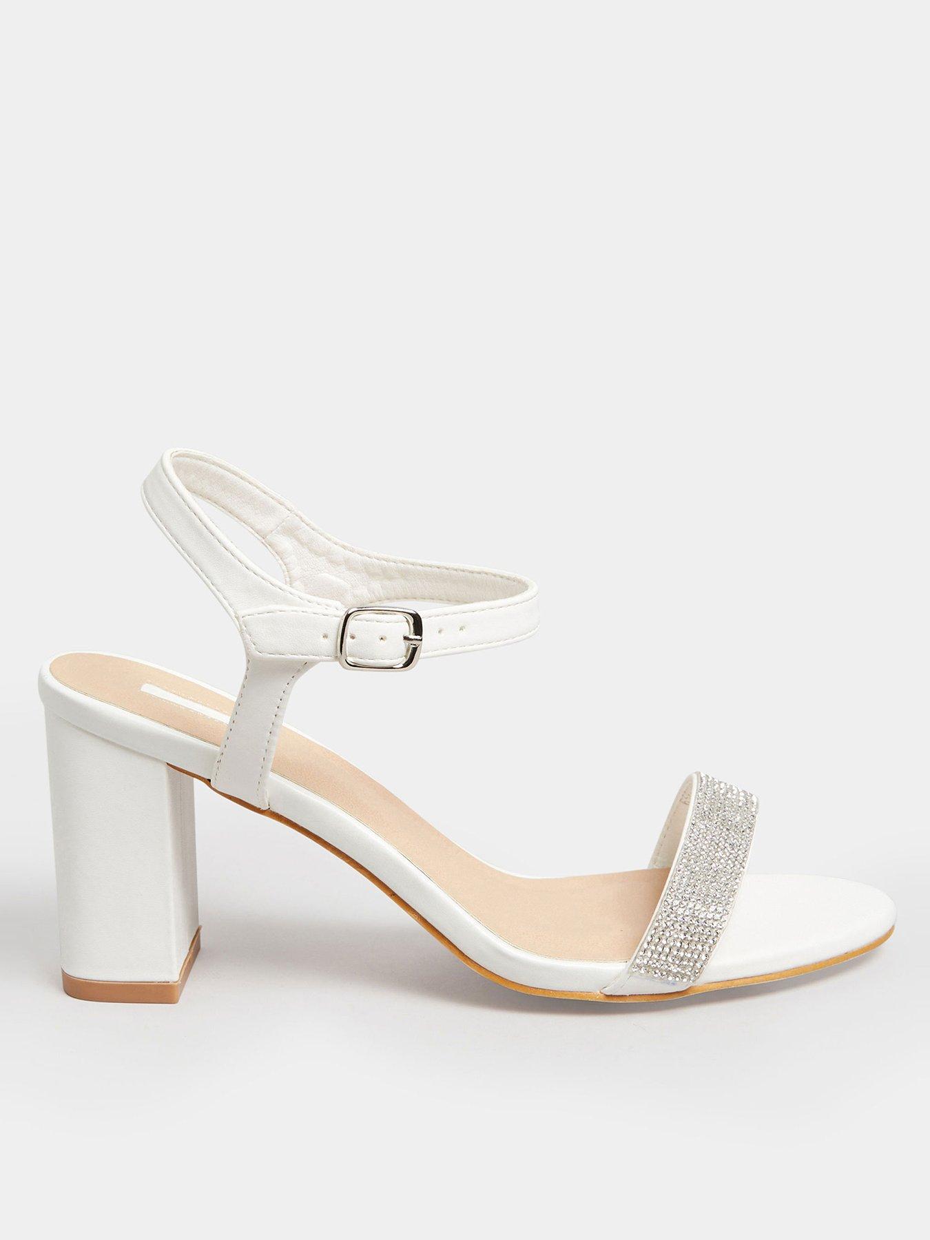 Yours Block Heel Sandal Wedding Diamante - White | very.co.uk