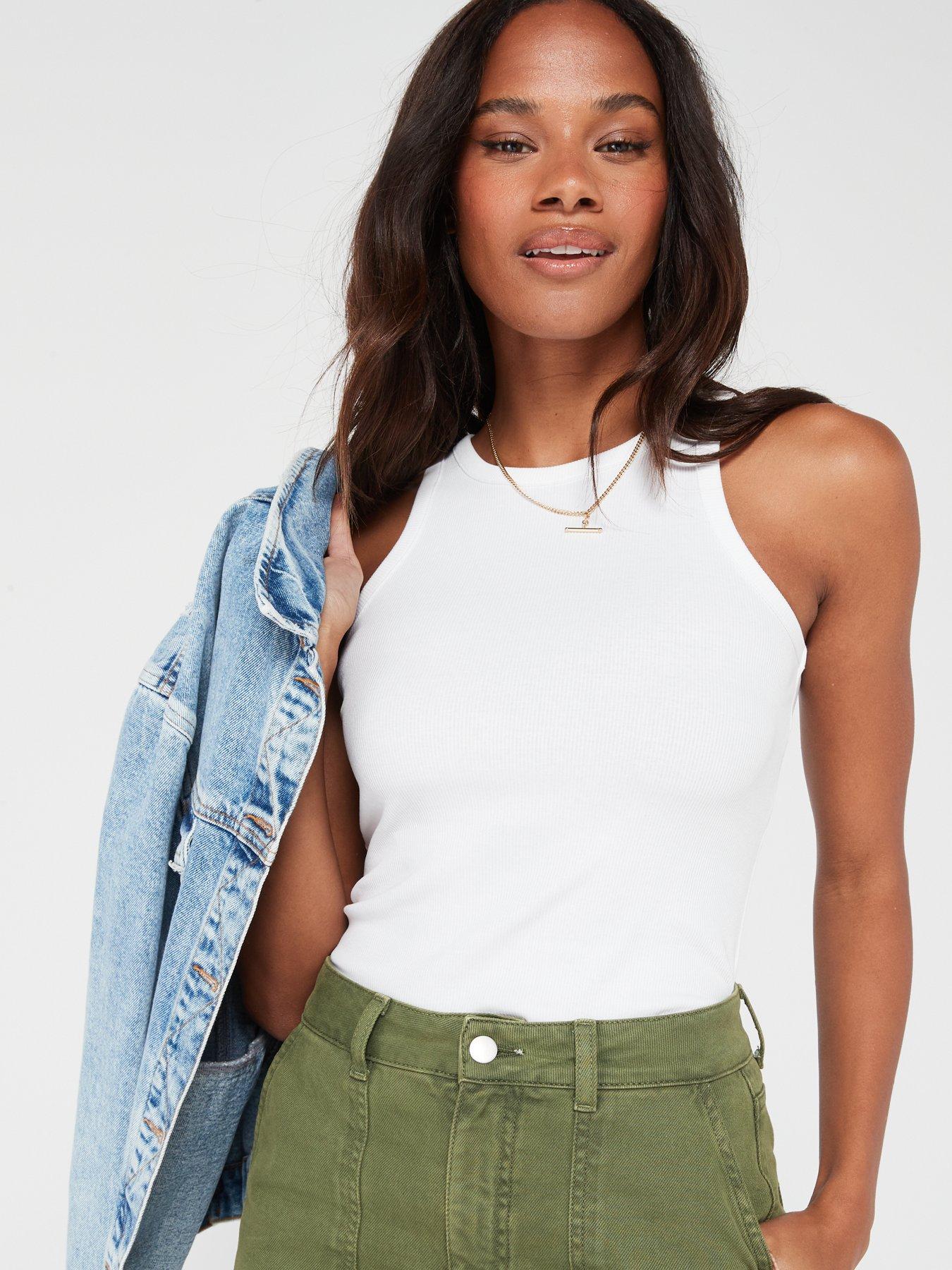 undefined Ribbed Racer Vest - White