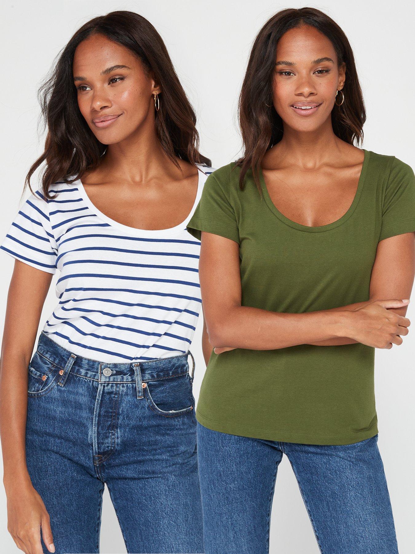Image 1 of 7 of Everyday 2 Pack Essential Scoop Neck T-shirt - Multi