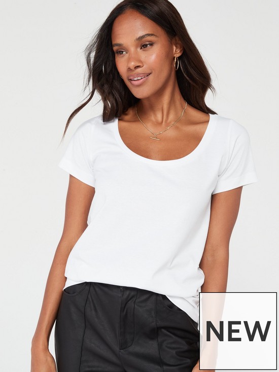 front image of everyday-the-essential-scoop-neck-t-shirt-white